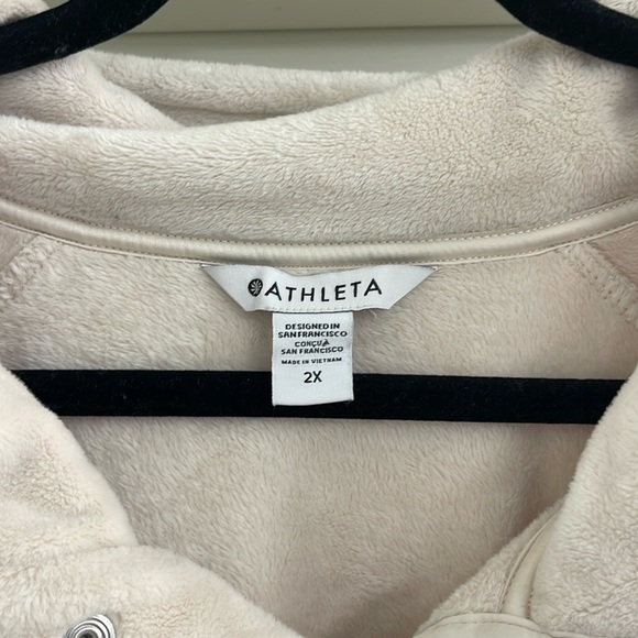 Women’s Athleta Recover Cozy Snap Front Sweatshirt Cream Plus Size 2X - Picture 9 of 11